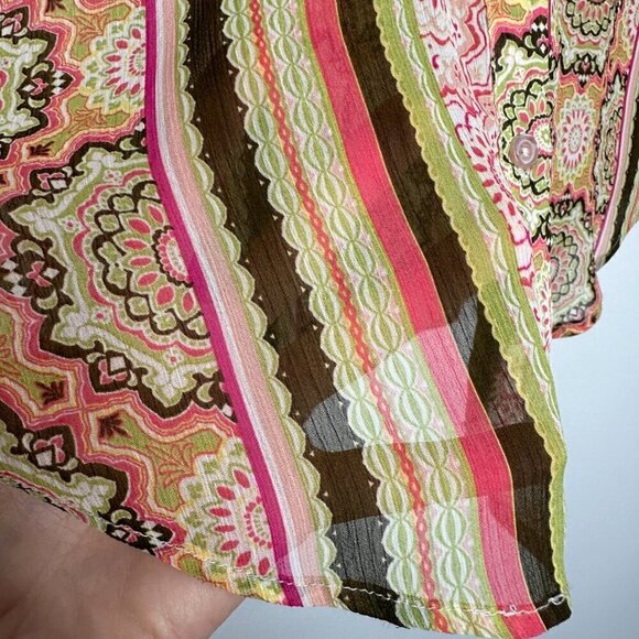 Kut from the Kloth Shirt button up floral Size XS Sheer Long Sleeve - Picture 6 of 13